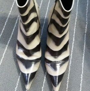 Casadei Zebra Stripped Leather Ankle Boots